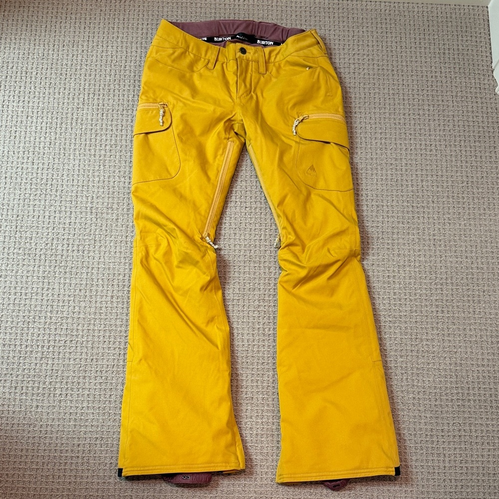 Burton Yellow Snow Pants with Purple Lining